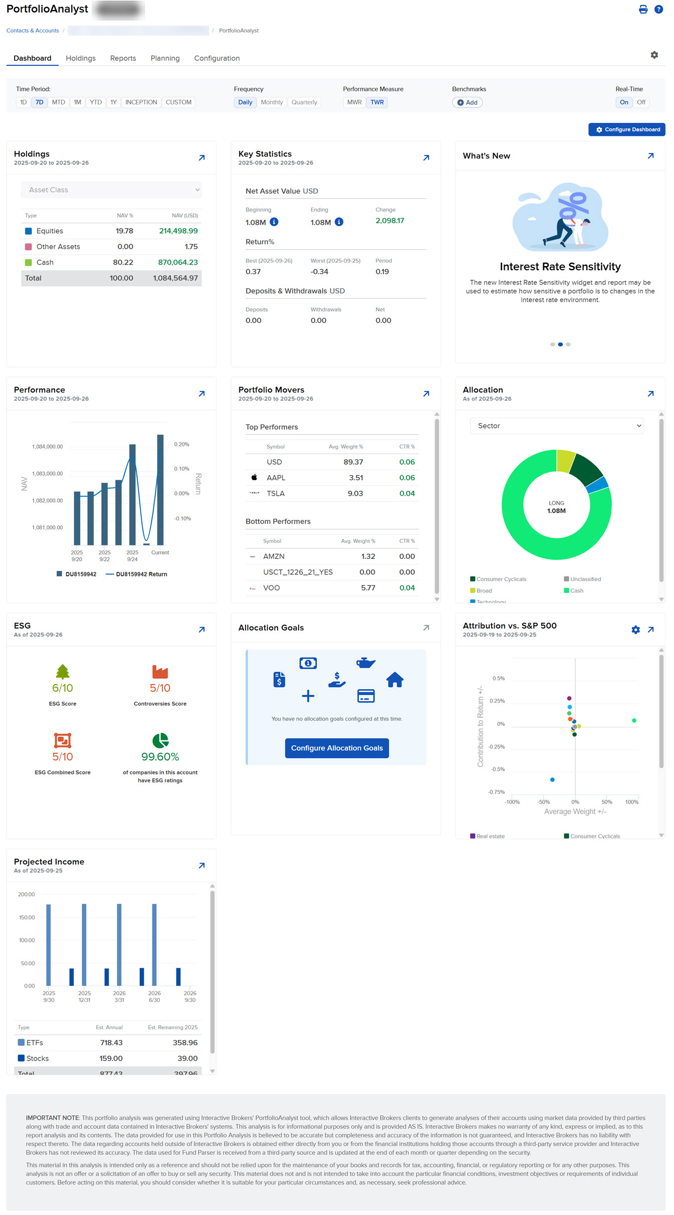The contact portfolioanalyst panel in portal. 